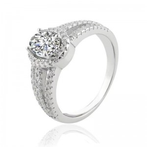 แหวนหมั้นทองคำขาว cubic z irconia แหวน m oissanite แหวนสัญญาแหวนสำหรับผู้หญิง