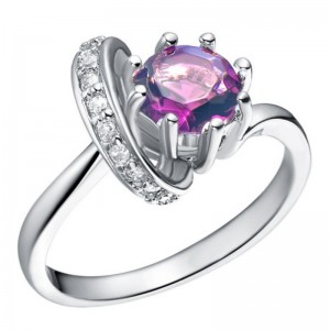แหวนหมั้นสำหรับผู้หญิงแหวนพลอยอเมทิส cubic z irconia แหวนทับทิมแหวนสัญญา